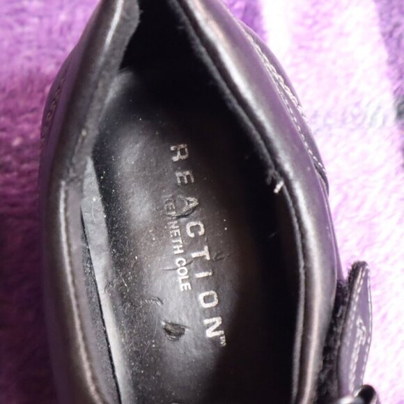 BLACK DRESS SHOES 6 Kenneth Cole Mary Janes Pumps Square Toe Leather Walk On By - Picture 2 of 12